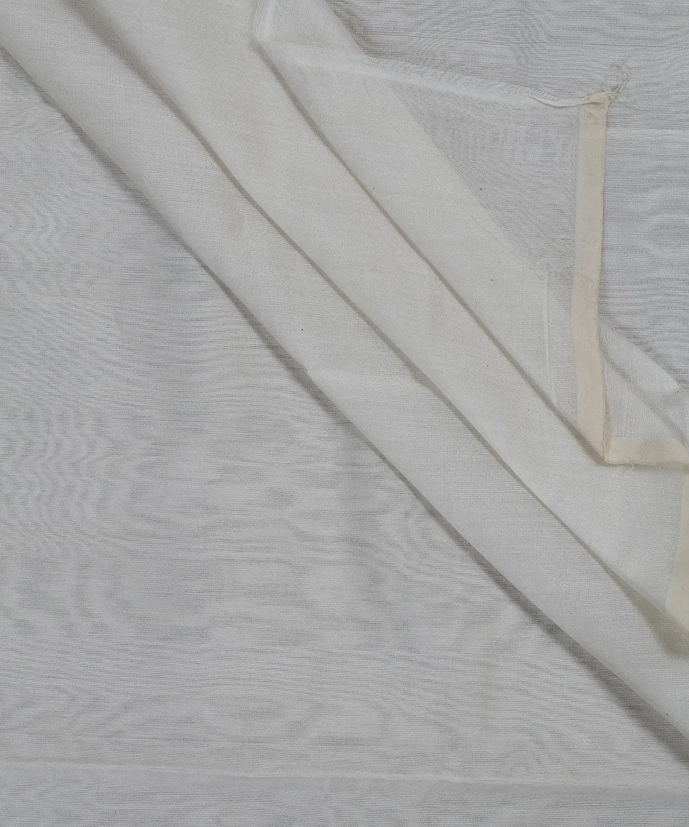 1.4m White Handloom Silk Cotton Fabric