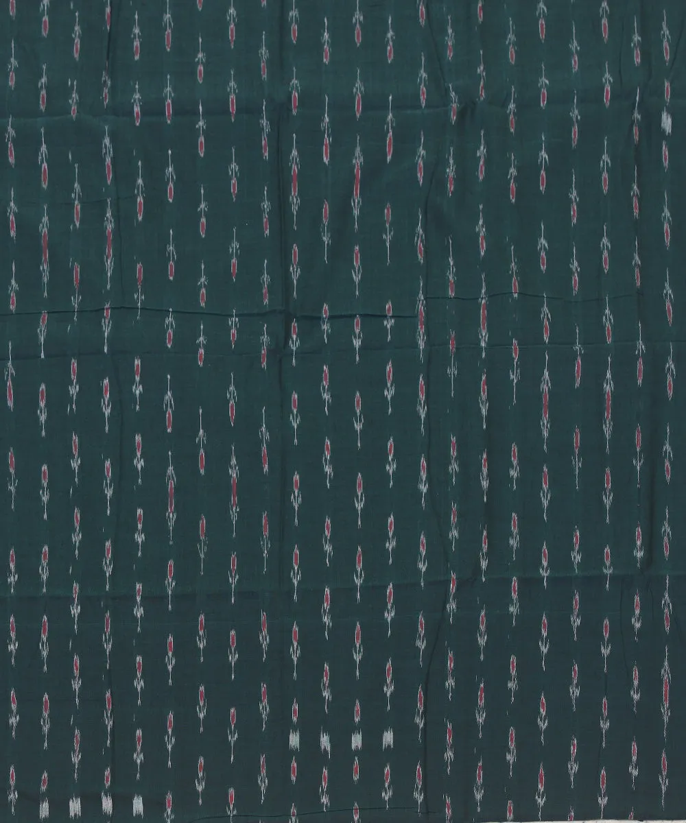 2.4 m dark green red handwoven cotton nuapatna kurta material