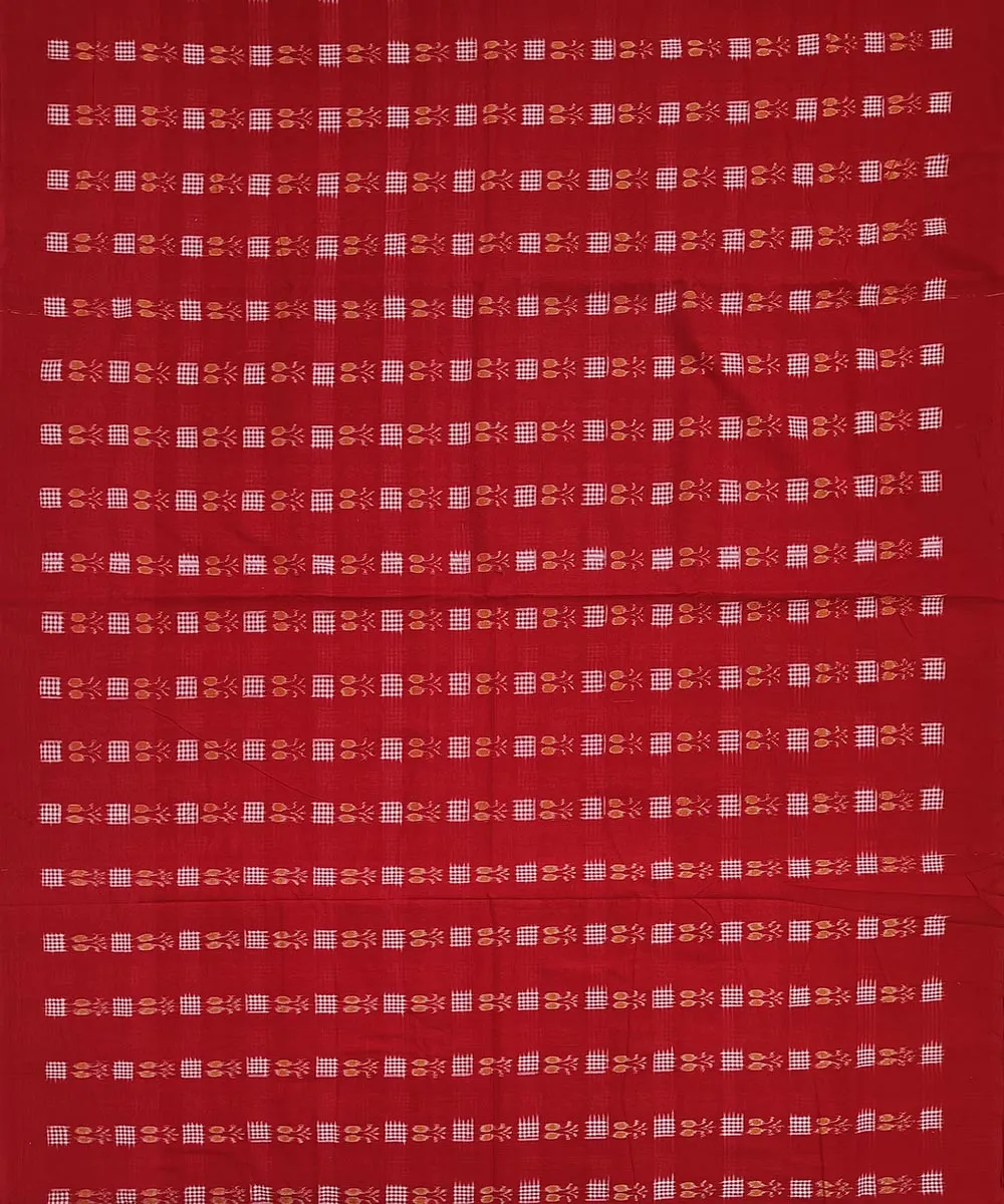 2.5 m Red white handwoven cotton sambalpuri kurta material