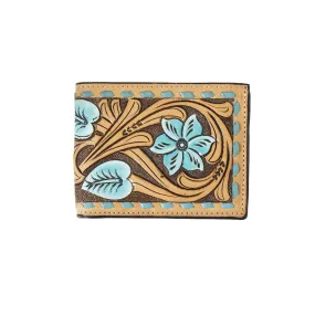 3D Belt Co Men's Hand Tooled Leather Bifold Wallet - Brown