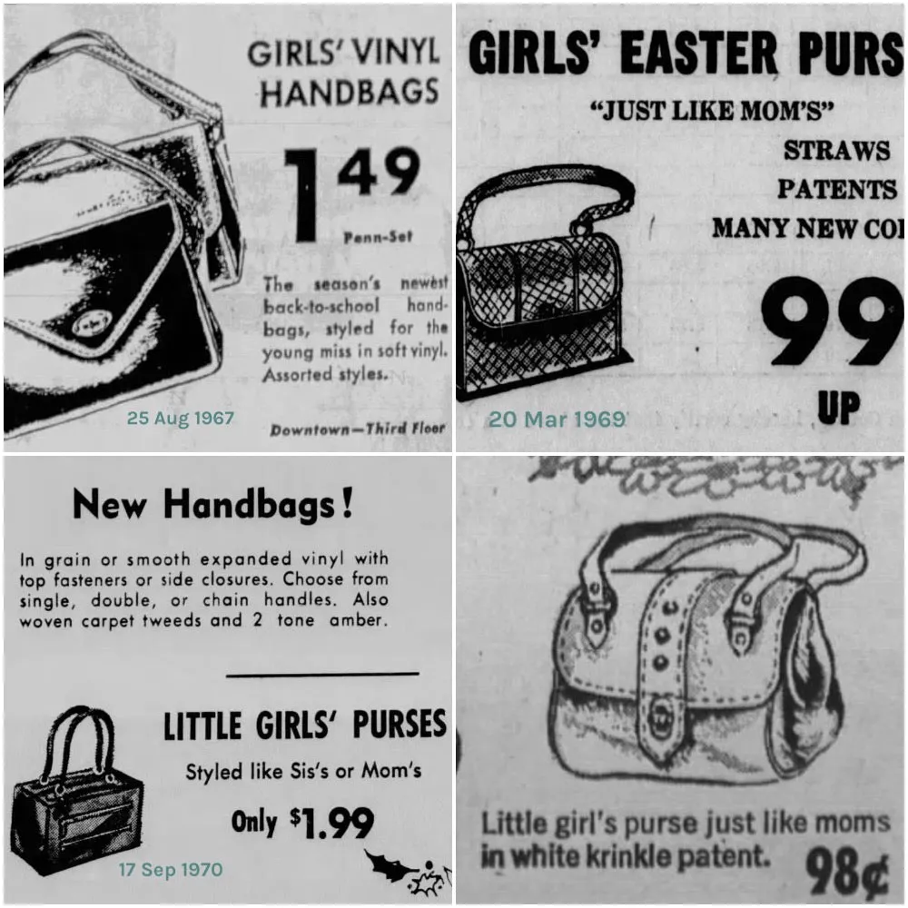 60s Girls' Mini Handbag Tiny Purse Lot of 3