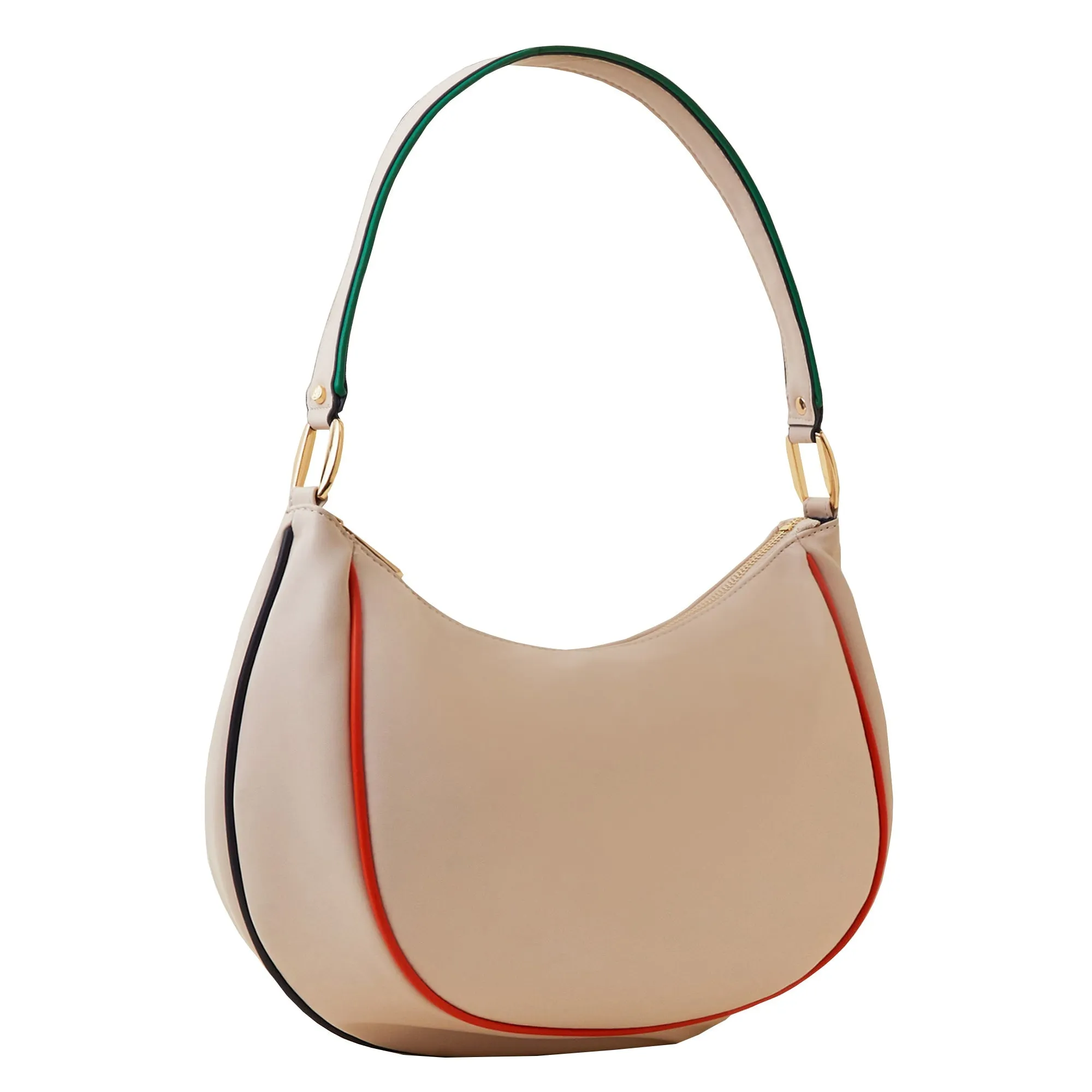 Accessorize London Women's Cream Piped Shoulder Bag