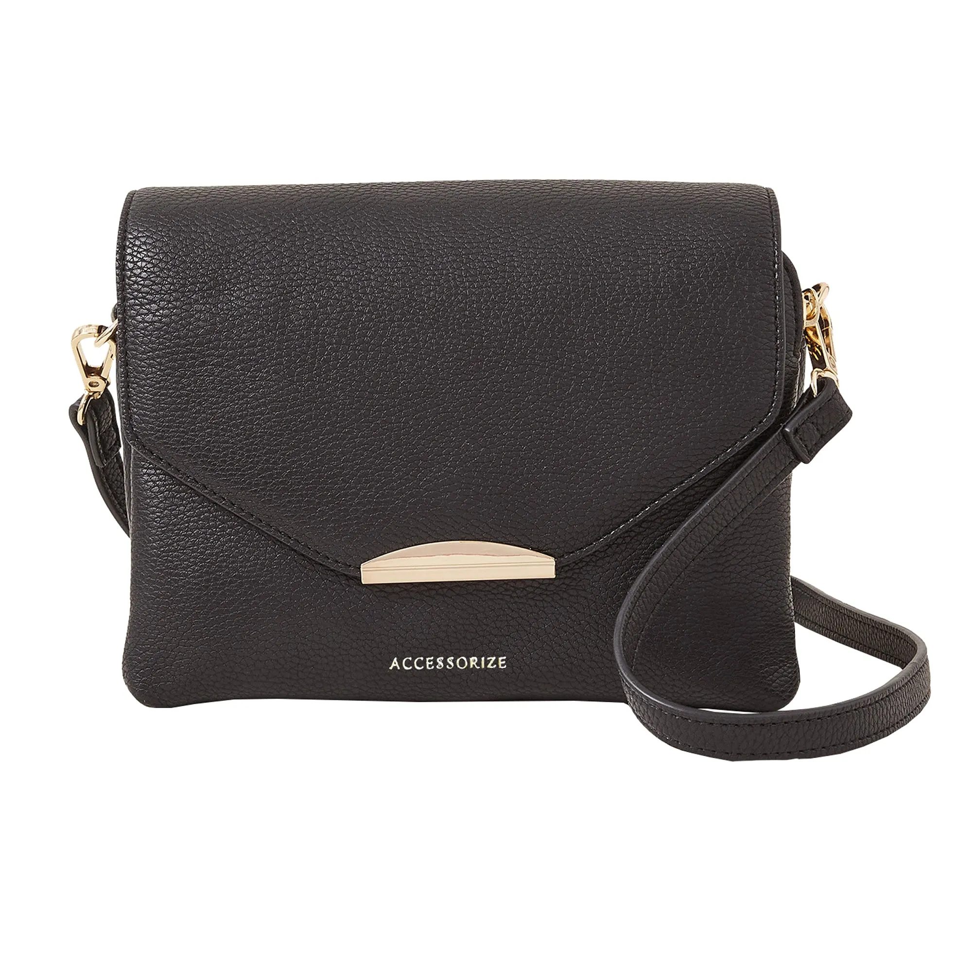 Accessorize London Women's Double Zip Cross Body Bag Black