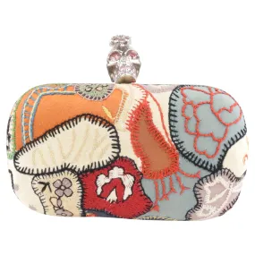 Alexander McQueen Embroidered Hard Case Crystal Skull Clutch