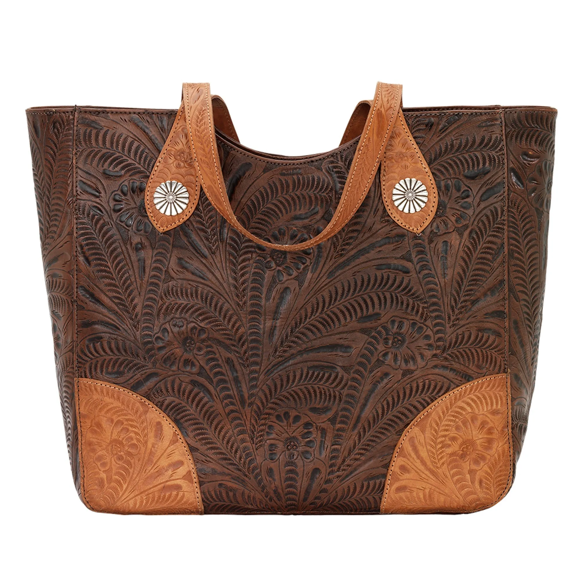 American West Annie's Secret Collection Chestnut Leather Large Tote