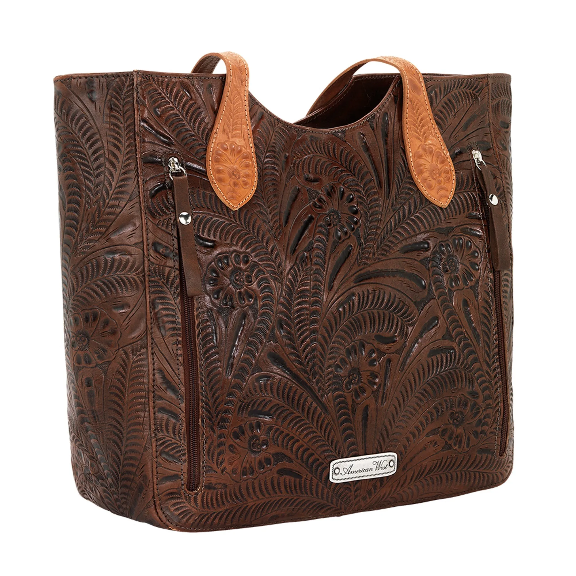 American West Annie's Secret Collection Chestnut Leather Large Tote