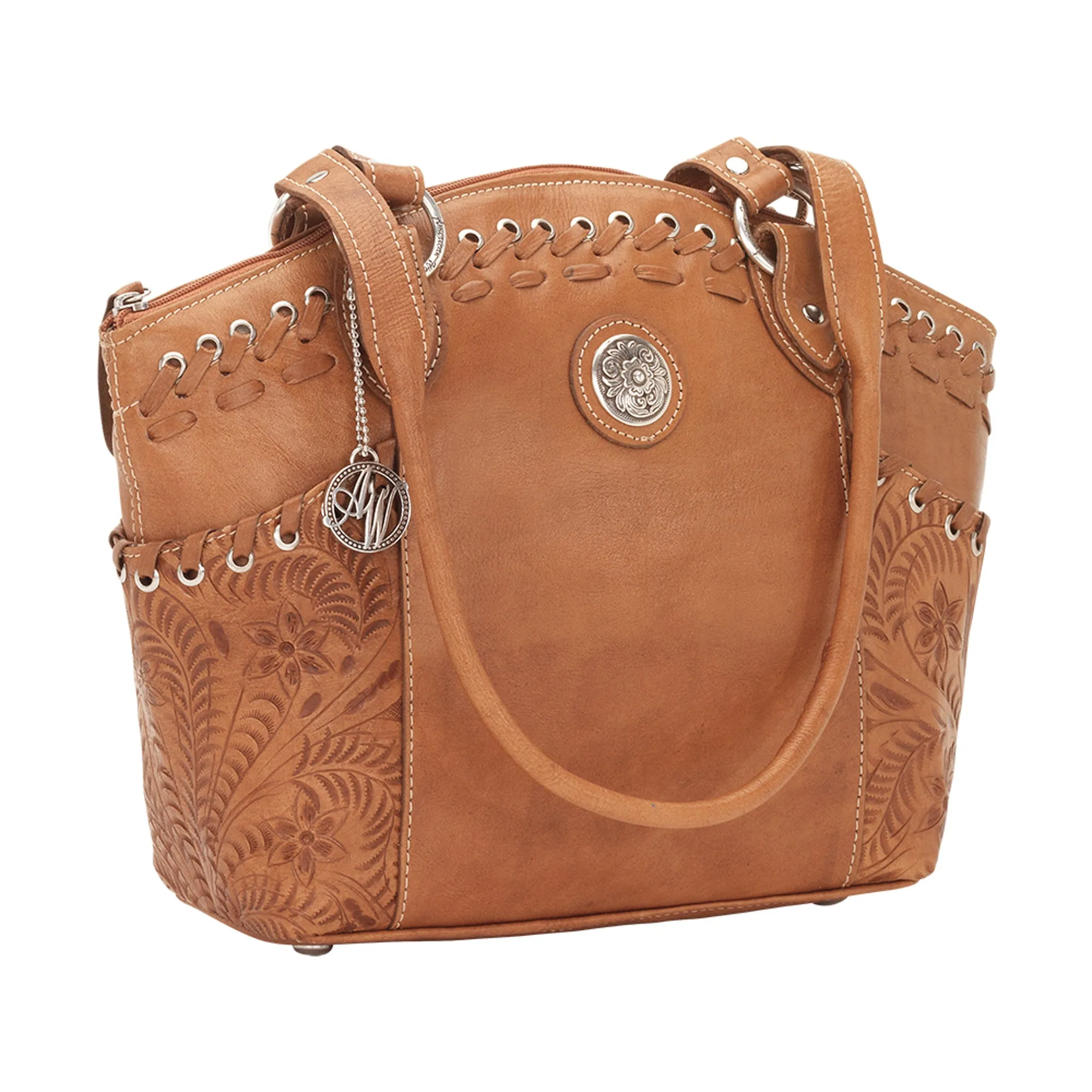 American West Harvest Moon Natural Tan Leather CCS Bucket Tote