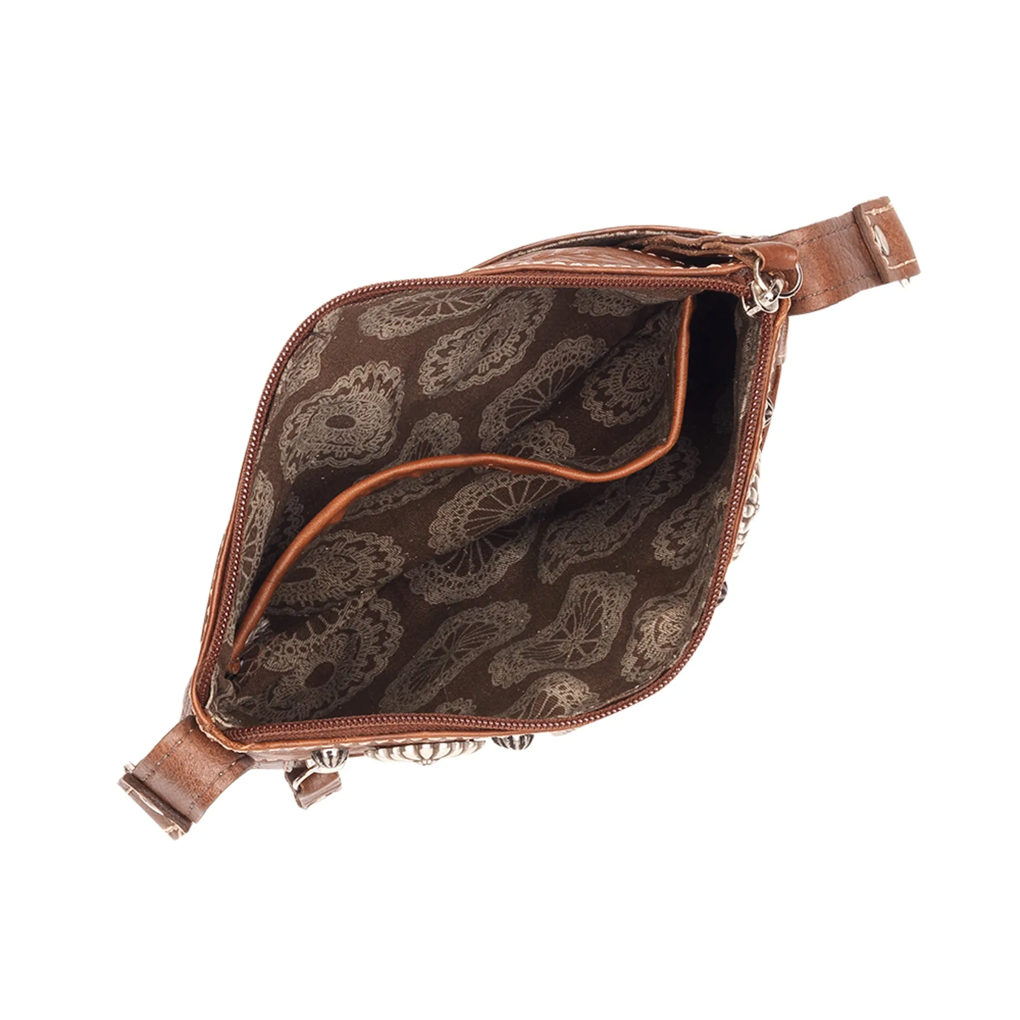 American West Trail Rider Brown Leather Hip Crossbody Bag