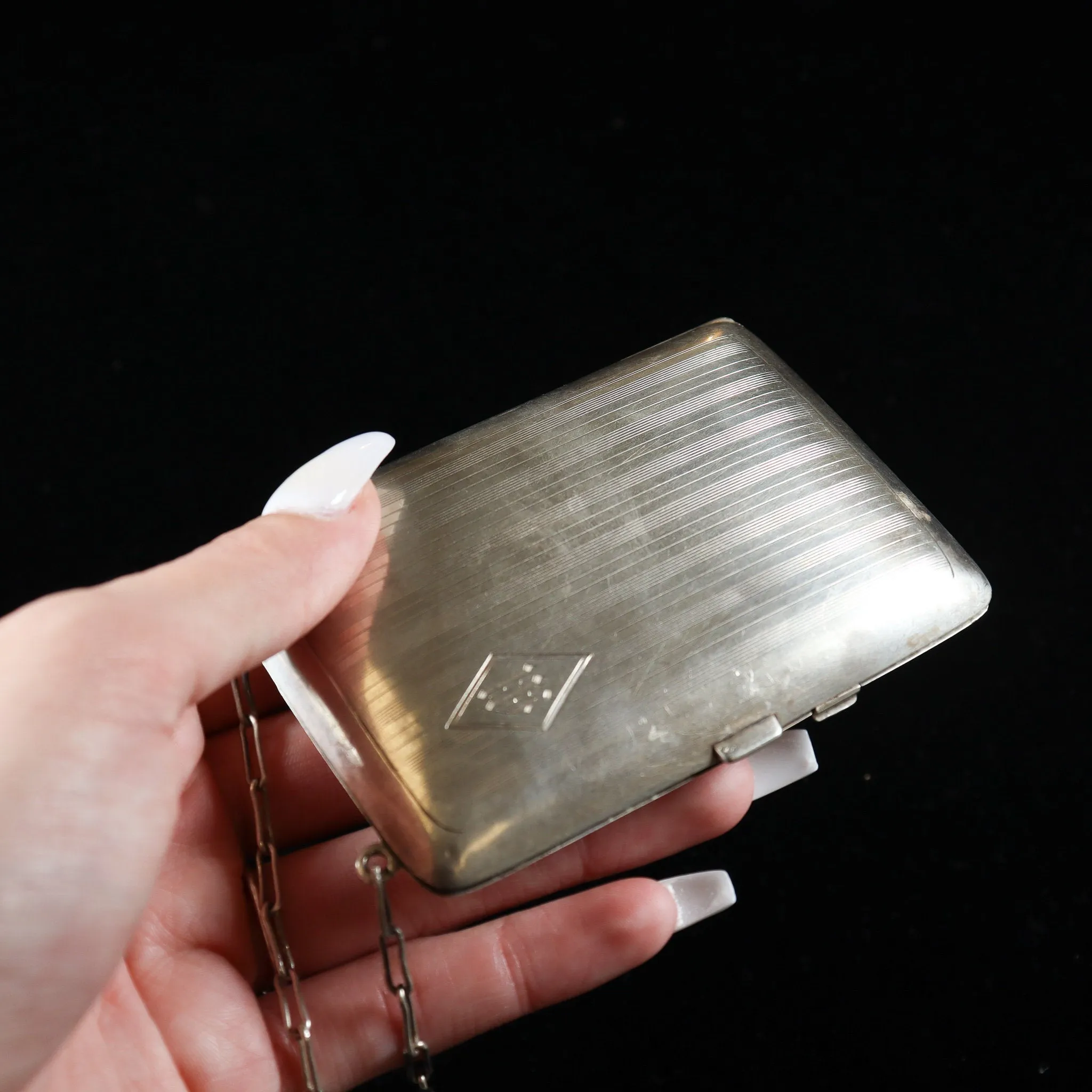 Antique Handmade Sterling Silver Powder Case Compact