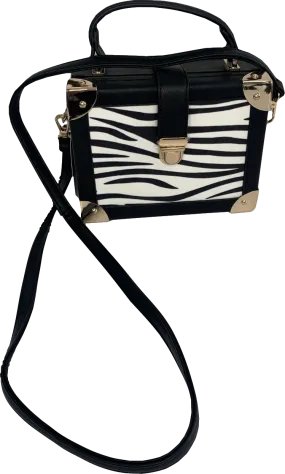 ASOS Black Boxy Bag In Zebra With Detachable Shoulder Strap One Size