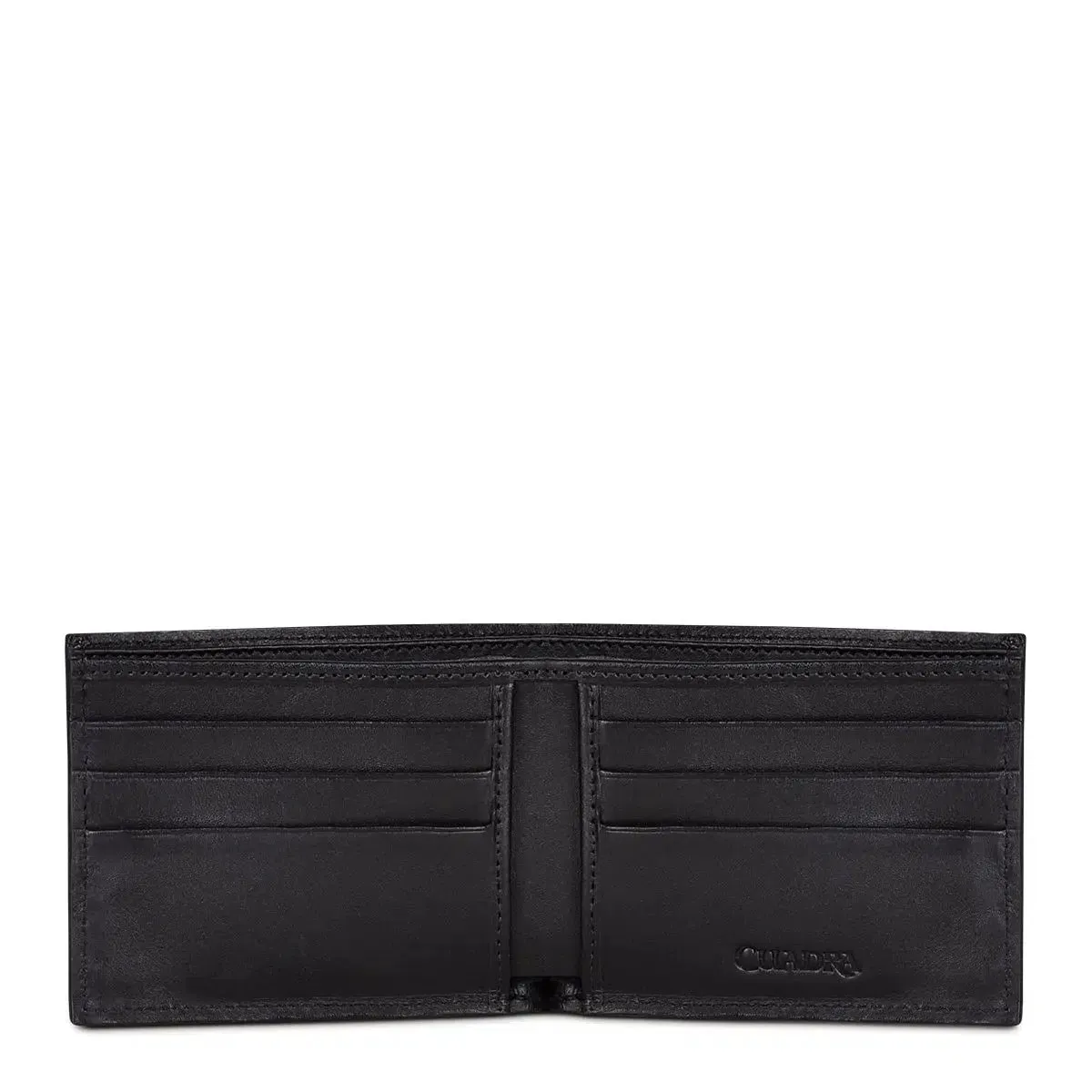 B2910PA - Cuadra black classic ostrich leg bi fold wallet for men