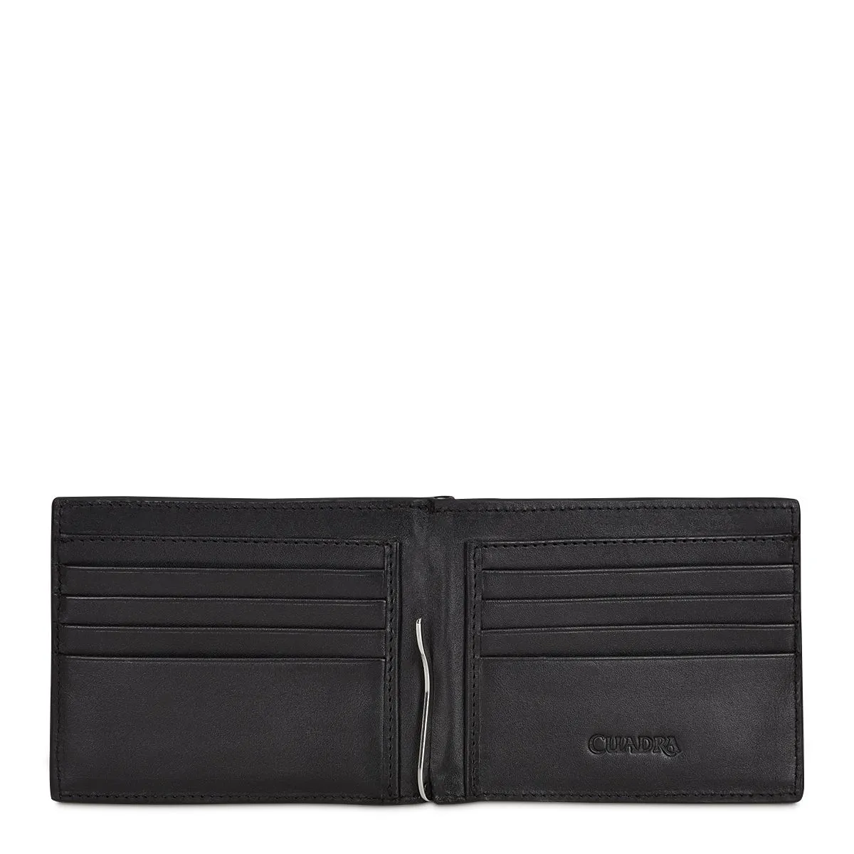 B3042VE - Cuadra black casual fashion deerskin bi fold wallet for men