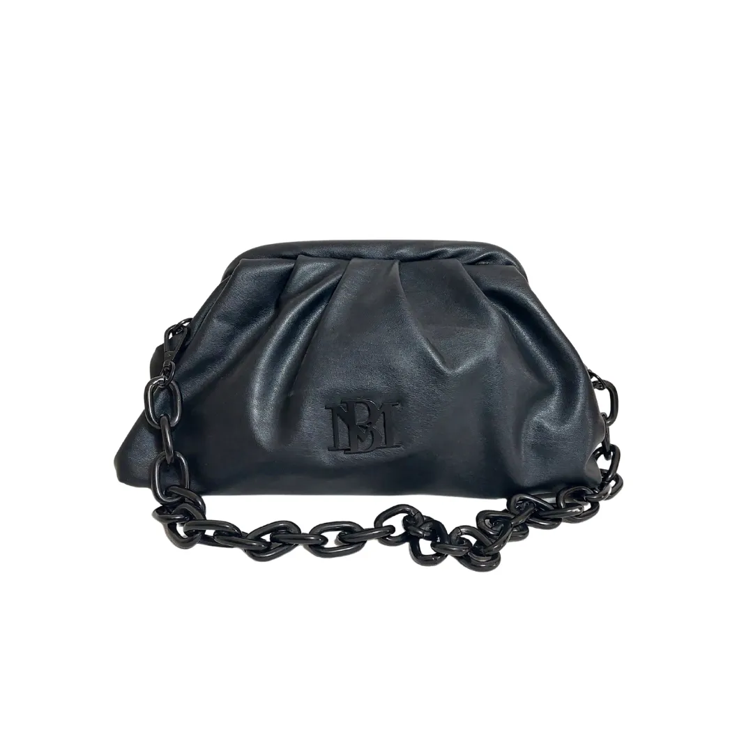 Badgley Mischka Black Ruched Convertible Clutch Bag | Gently Used |