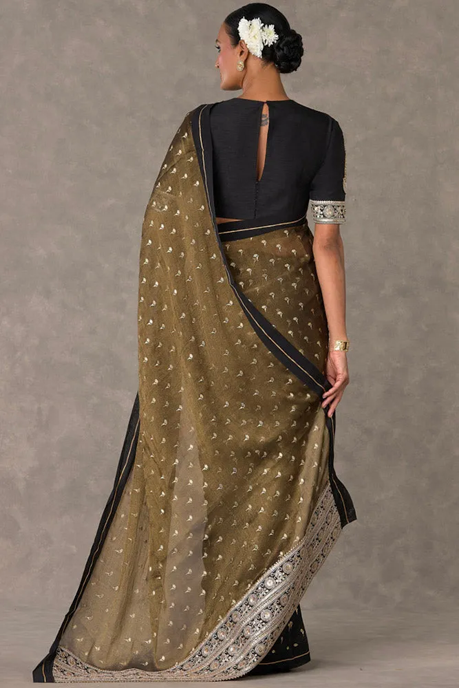 Black Winegarden Tissue Saree