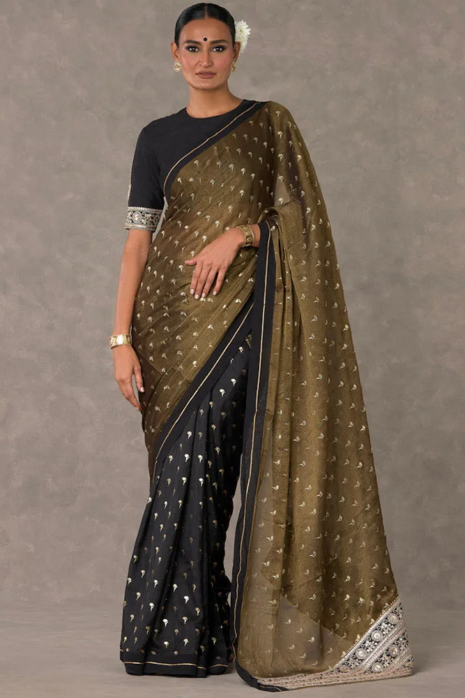 Black Winegarden Tissue Saree