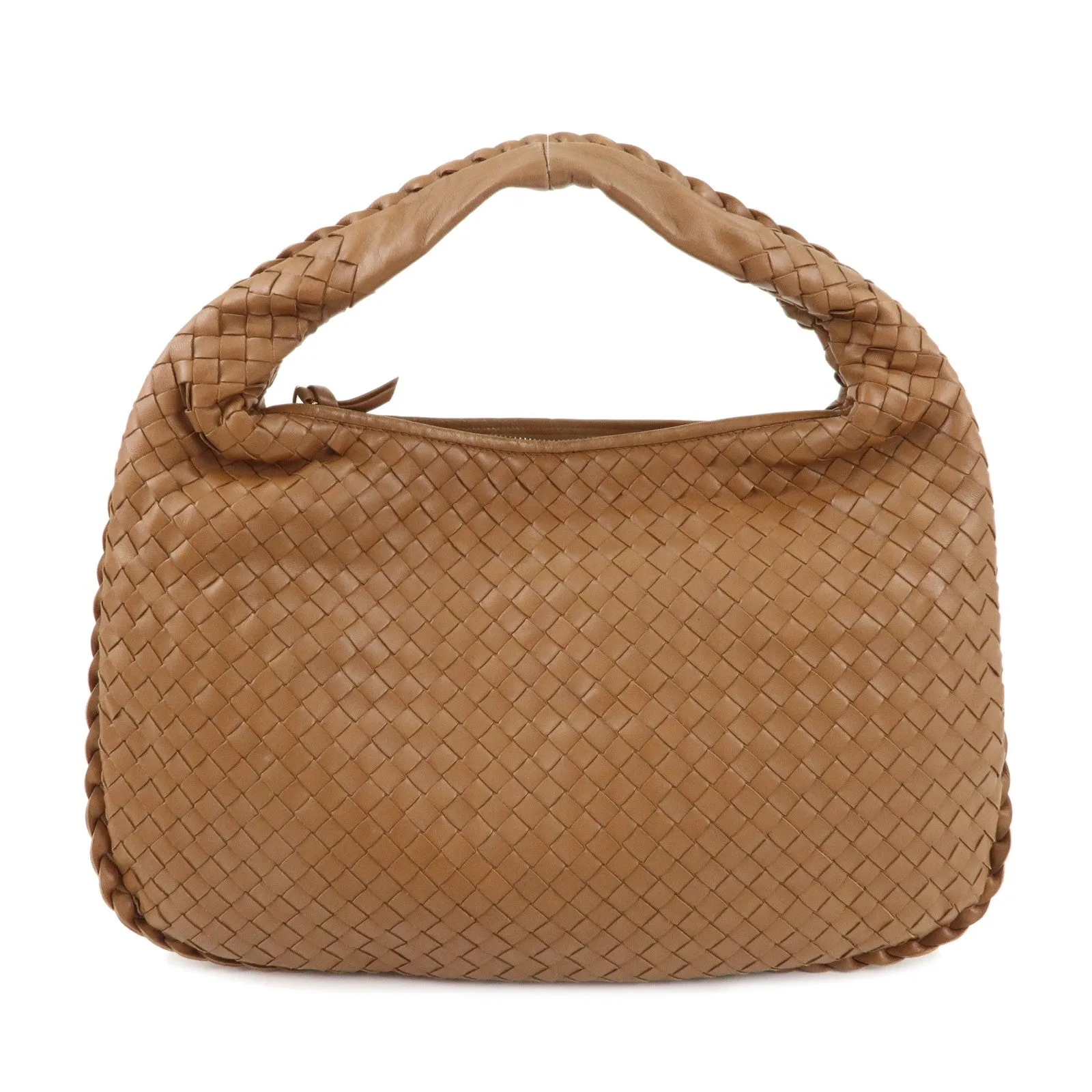 BOTTEGA VENETA Intrecciato Hobo Leather Shoulder Bag Brown 115653