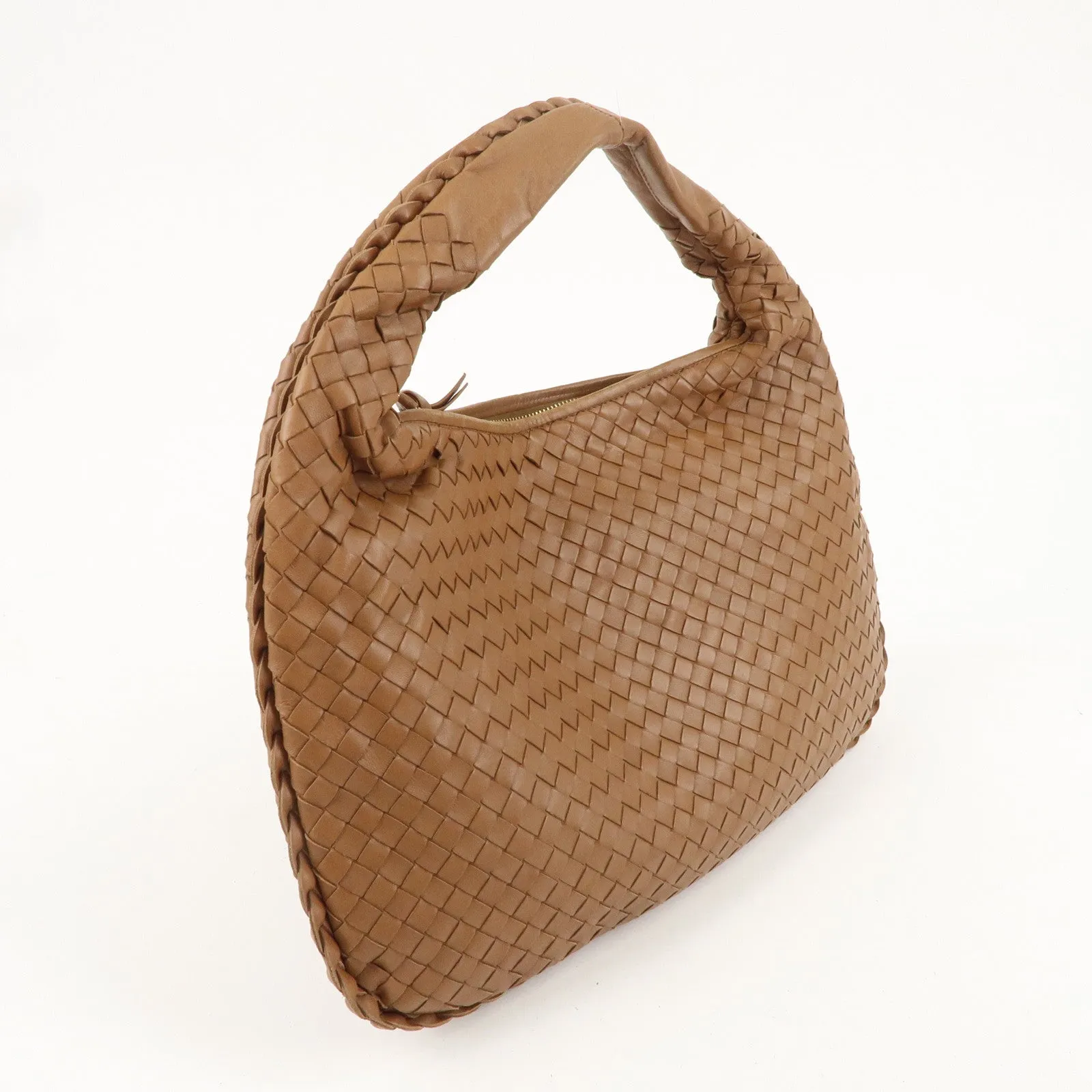 BOTTEGA VENETA Intrecciato Hobo Leather Shoulder Bag Brown 115653