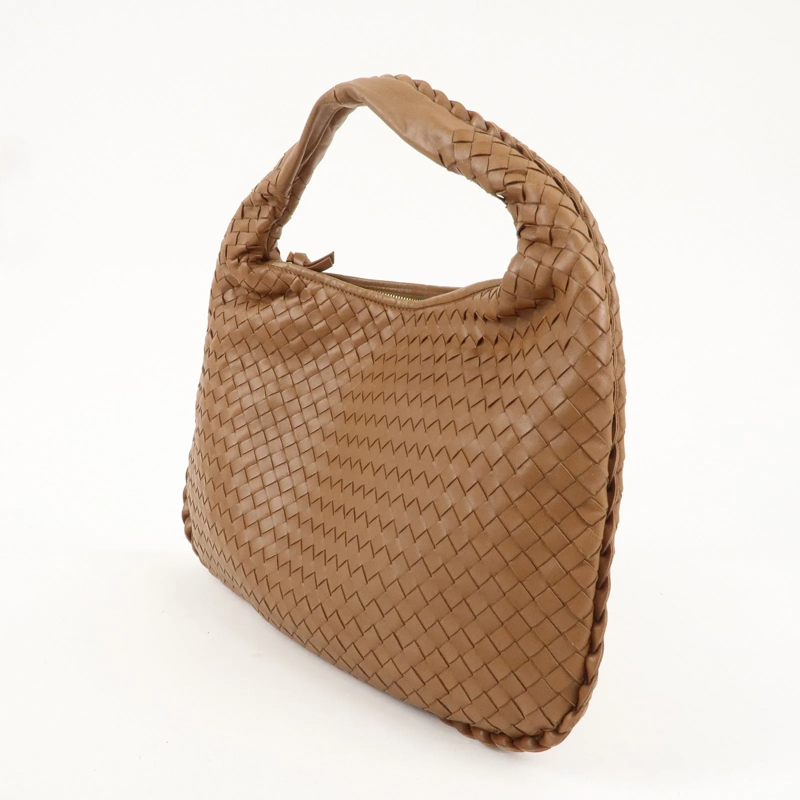 BOTTEGA VENETA Intrecciato Hobo Leather Shoulder Bag Brown 115653