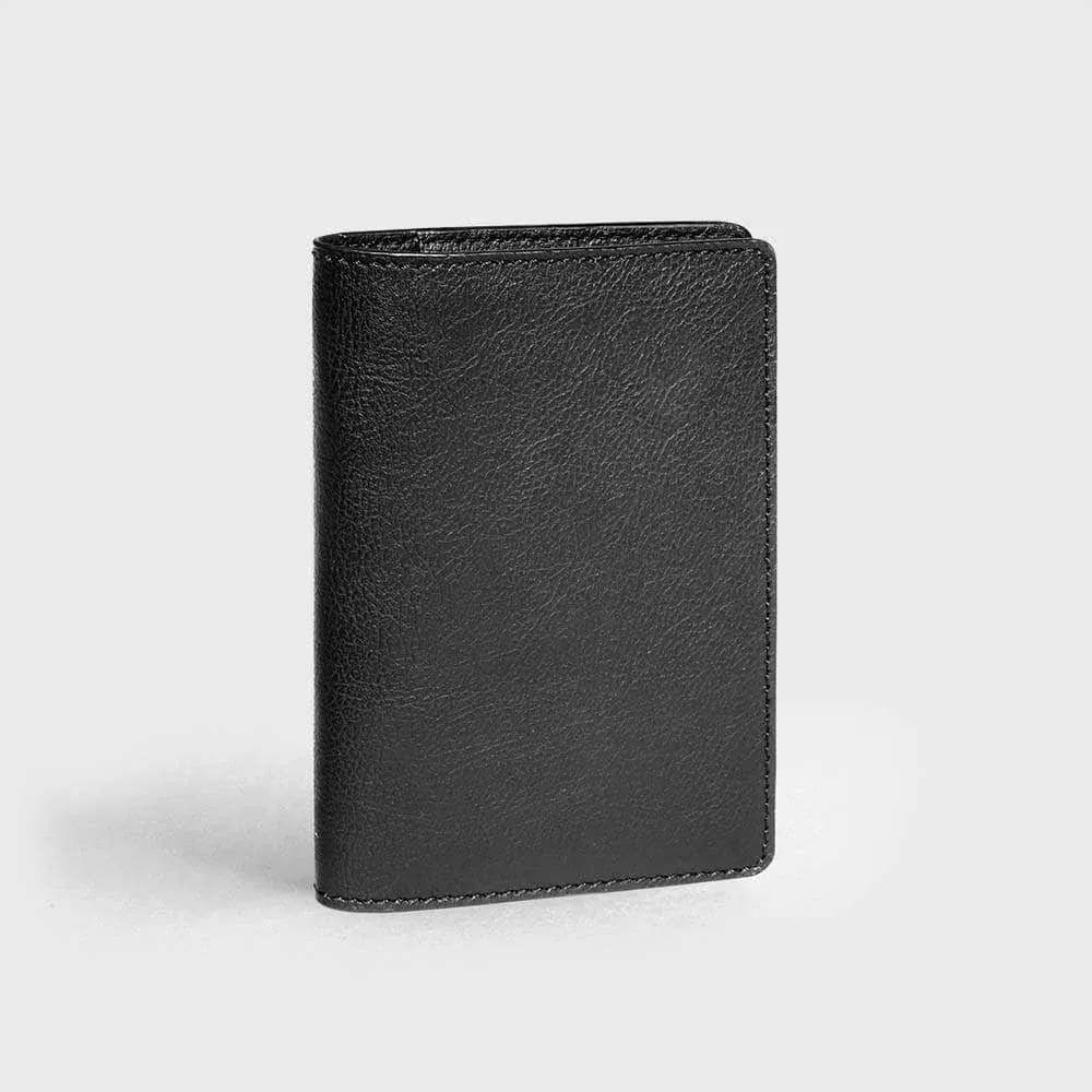 Bramley Apple Leather & Wood Leather Vegan Passport Holder | Black