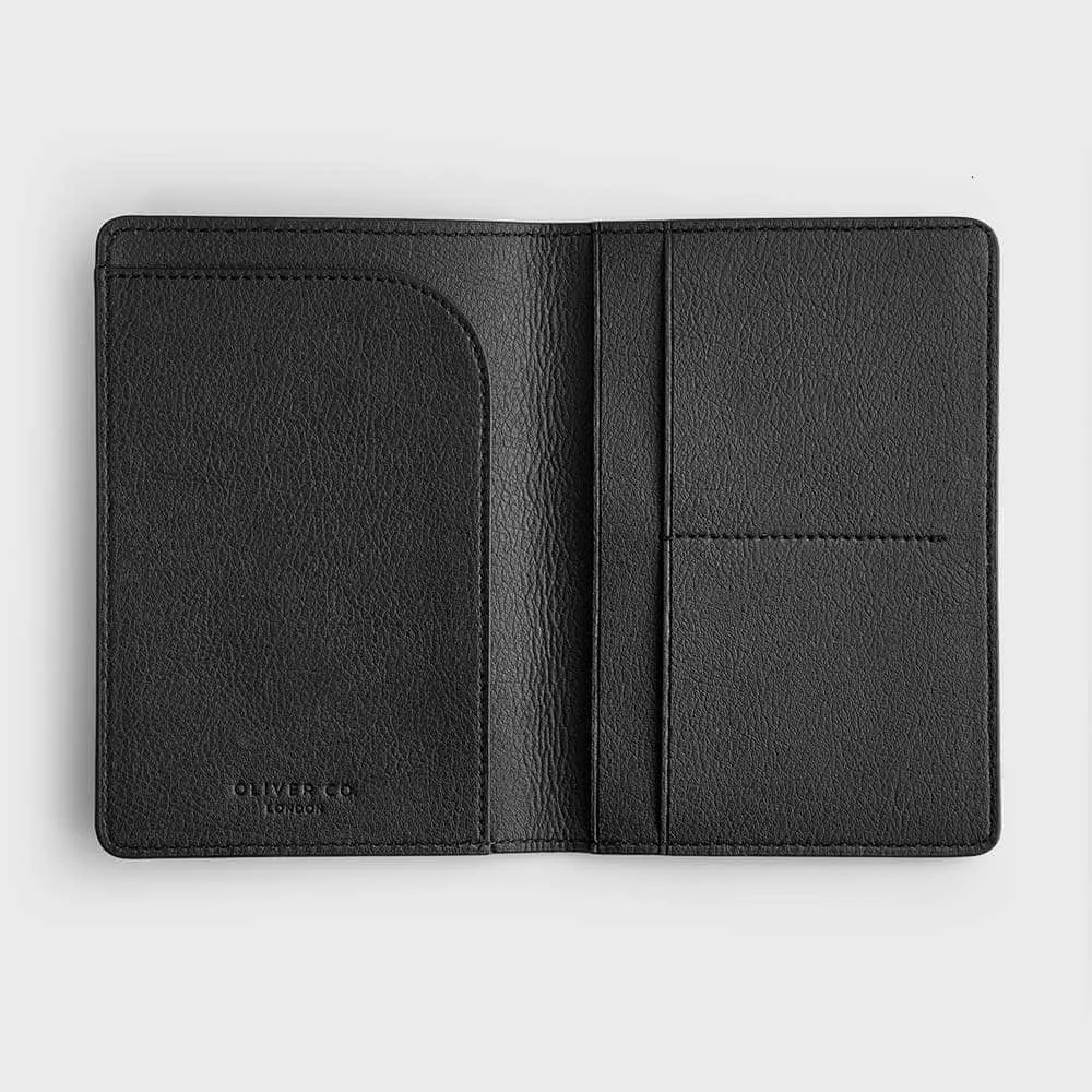 Bramley Apple Leather & Wood Leather Vegan Passport Holder | Black