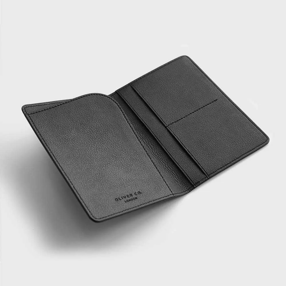 Bramley Apple Leather & Wood Leather Vegan Passport Holder | Black