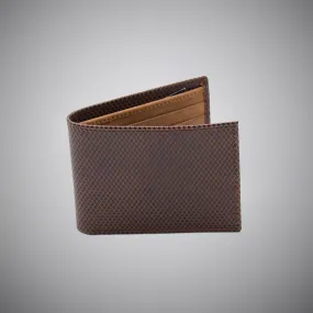 Brown Snake Skin Embossed Calf Leather Wallet With Tan Suede Interior