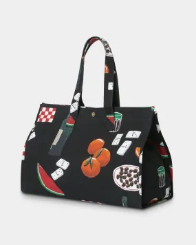 Canvas Graphic Beach Bag | Black Isis Maria Dinner Print