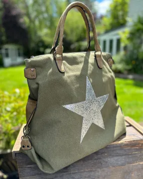 Canvas Star Weekend Bag - Khaki