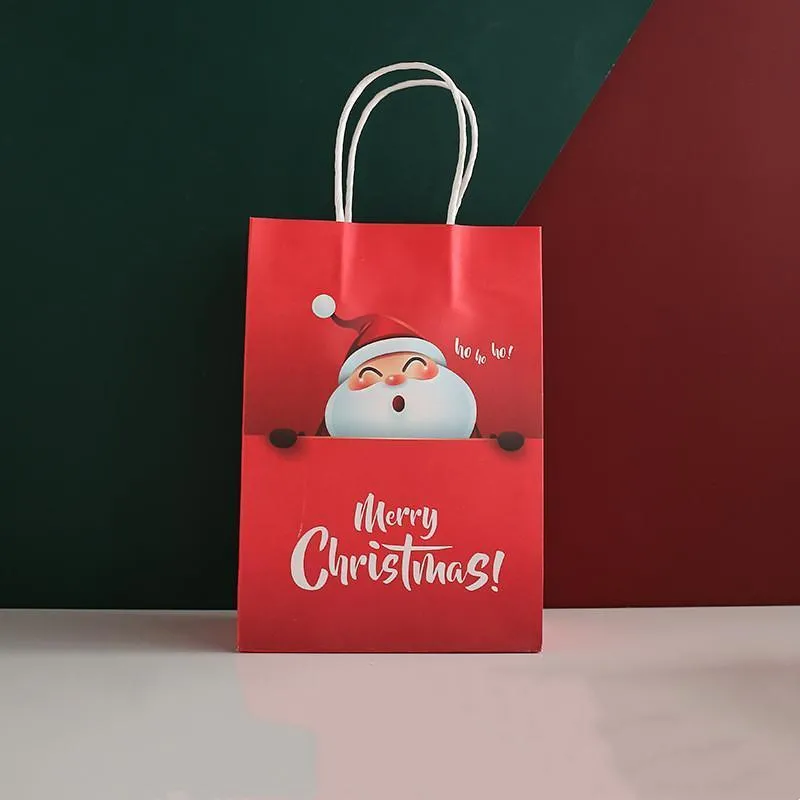 Christmas Gift Paper Bag with Handles for Christmas Eve Party Supplies