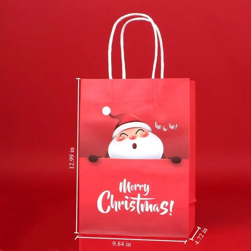 Christmas Gift Paper Bag with Handles for Christmas Eve Party Supplies