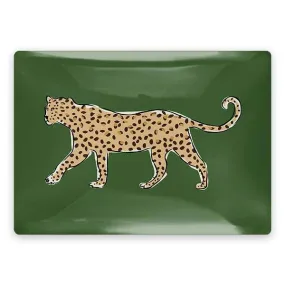 Clairebella - Walking Leopard Rectangle Glass Trinket Tray