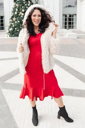 Cloudy Skies Dress in Crimson