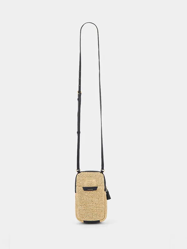 Essentials Cross Body in Raffia with Marine