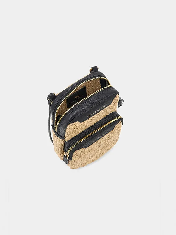 Essentials Cross Body in Raffia with Marine