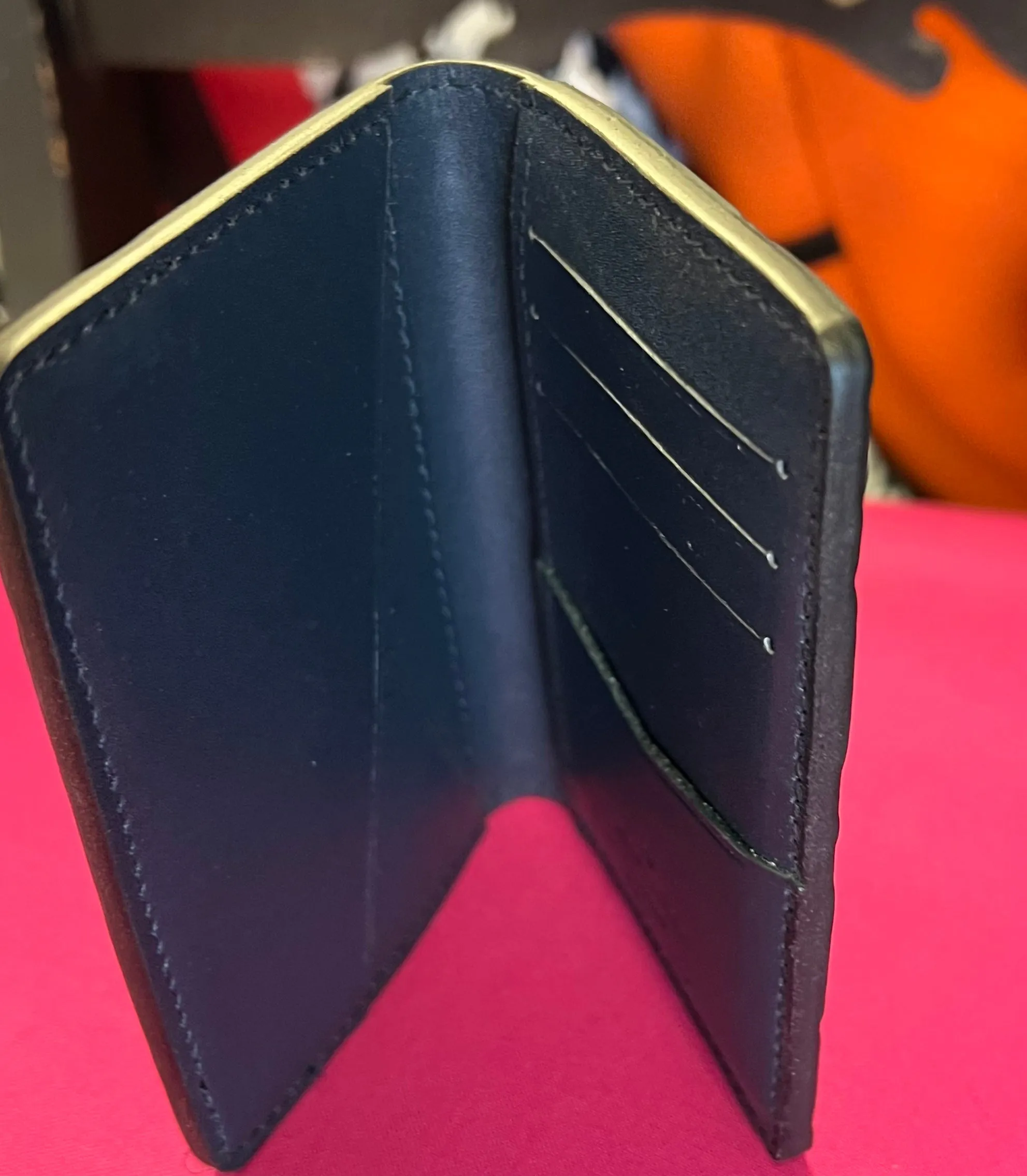 Fashion Leather fold wallet card slot blue organizer