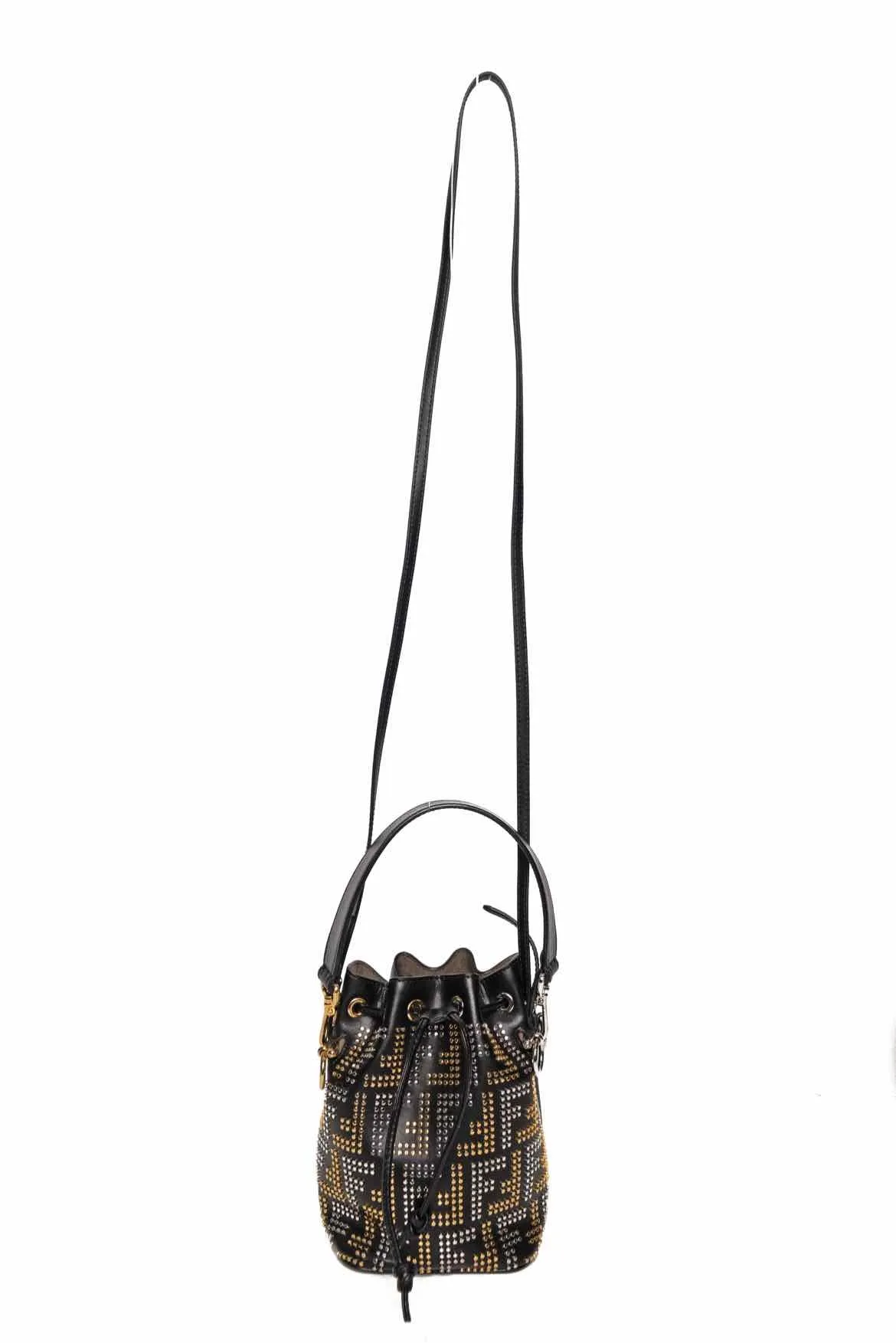 Fendi Zucca Studded Mon Tresor Crossbody Bucket Bag