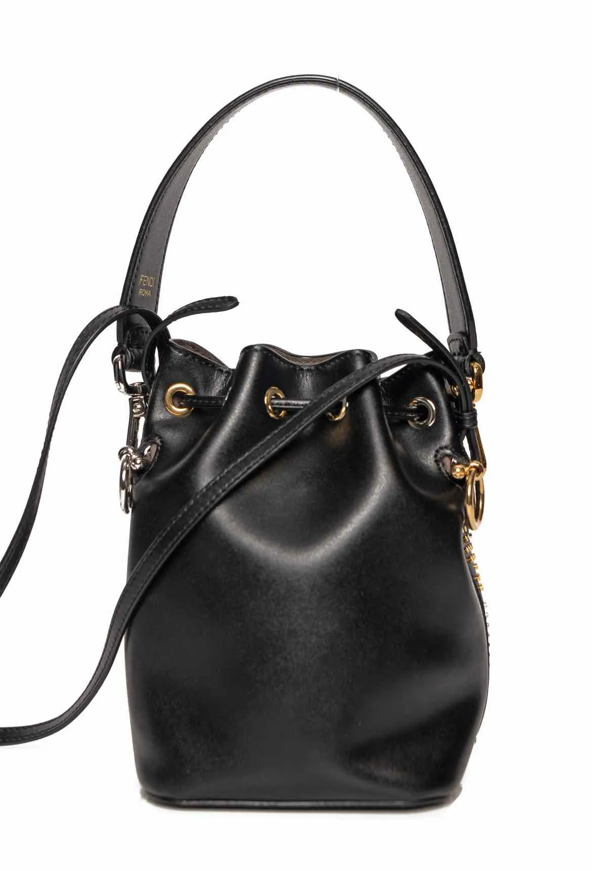 Fendi Zucca Studded Mon Tresor Crossbody Bucket Bag