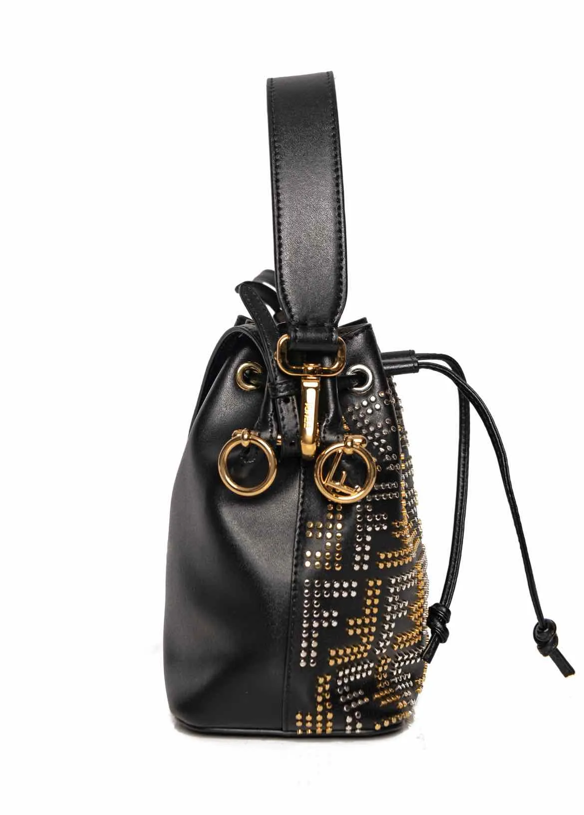 Fendi Zucca Studded Mon Tresor Crossbody Bucket Bag