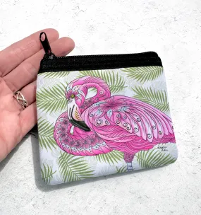 Flamingo Flowers Coin Bag