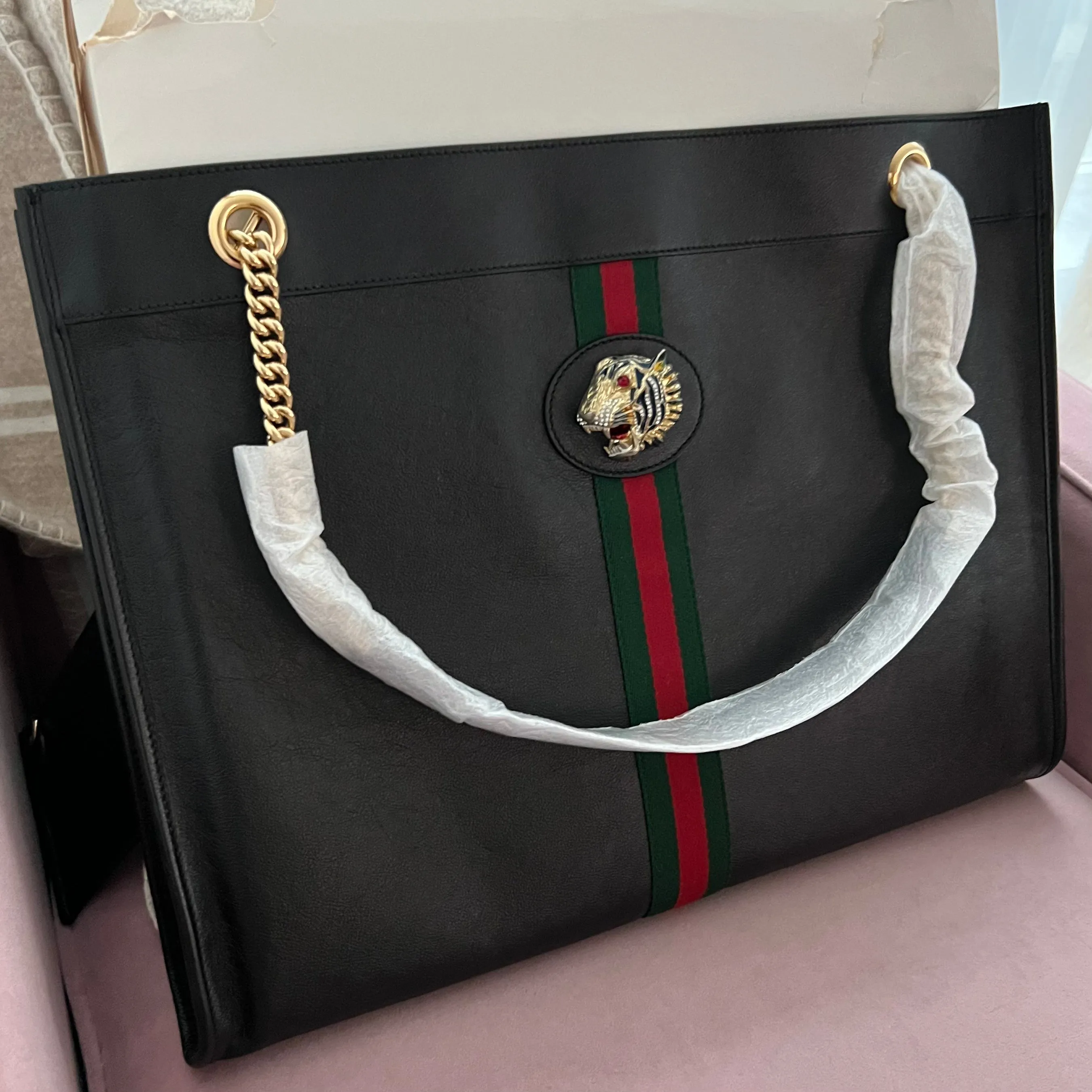 GUCCI Rajah Leather Tote Bag