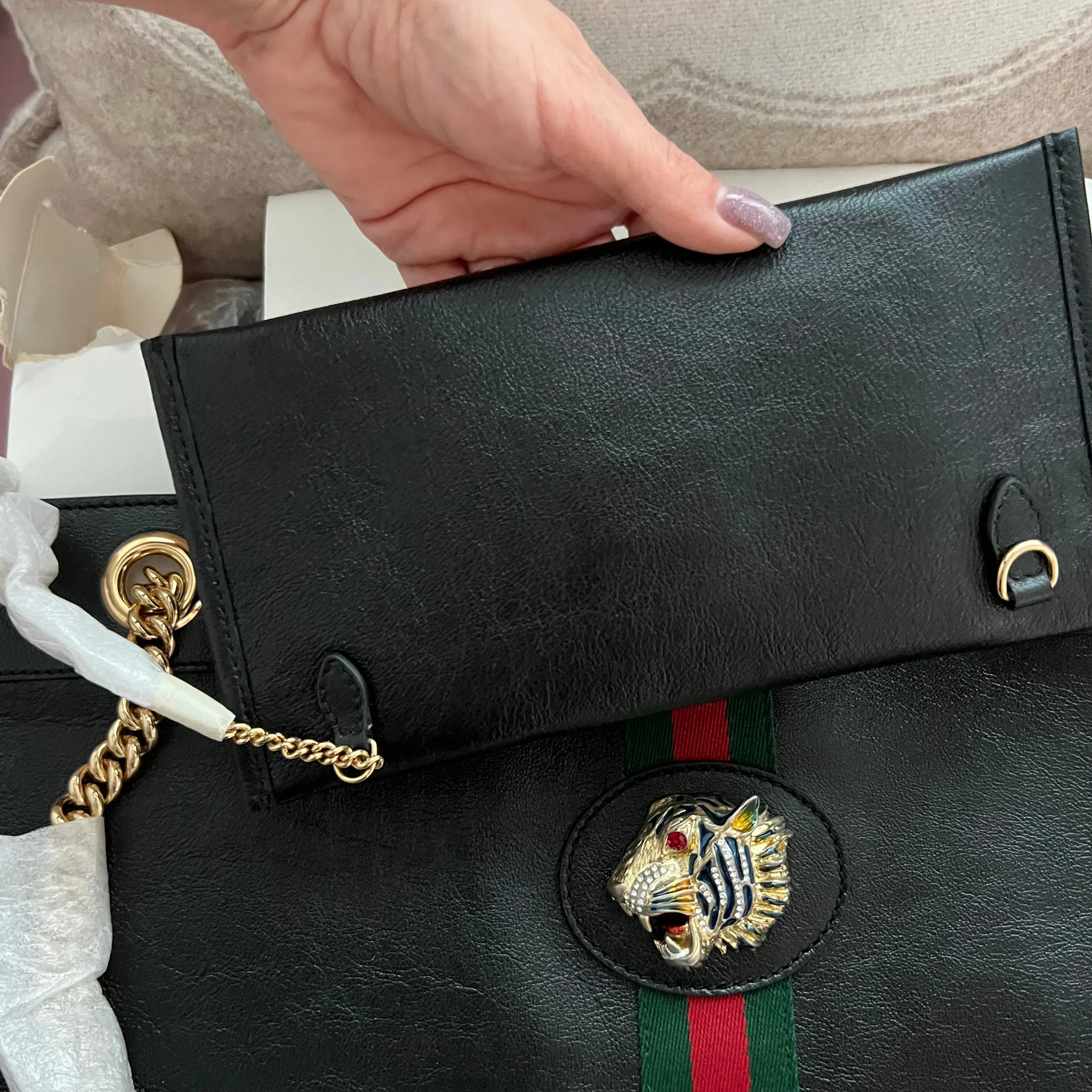 GUCCI Rajah Leather Tote Bag