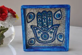 Handcrafted Hamsa coin tray, all purpose tray, key tray, change tray, nightstand small tray