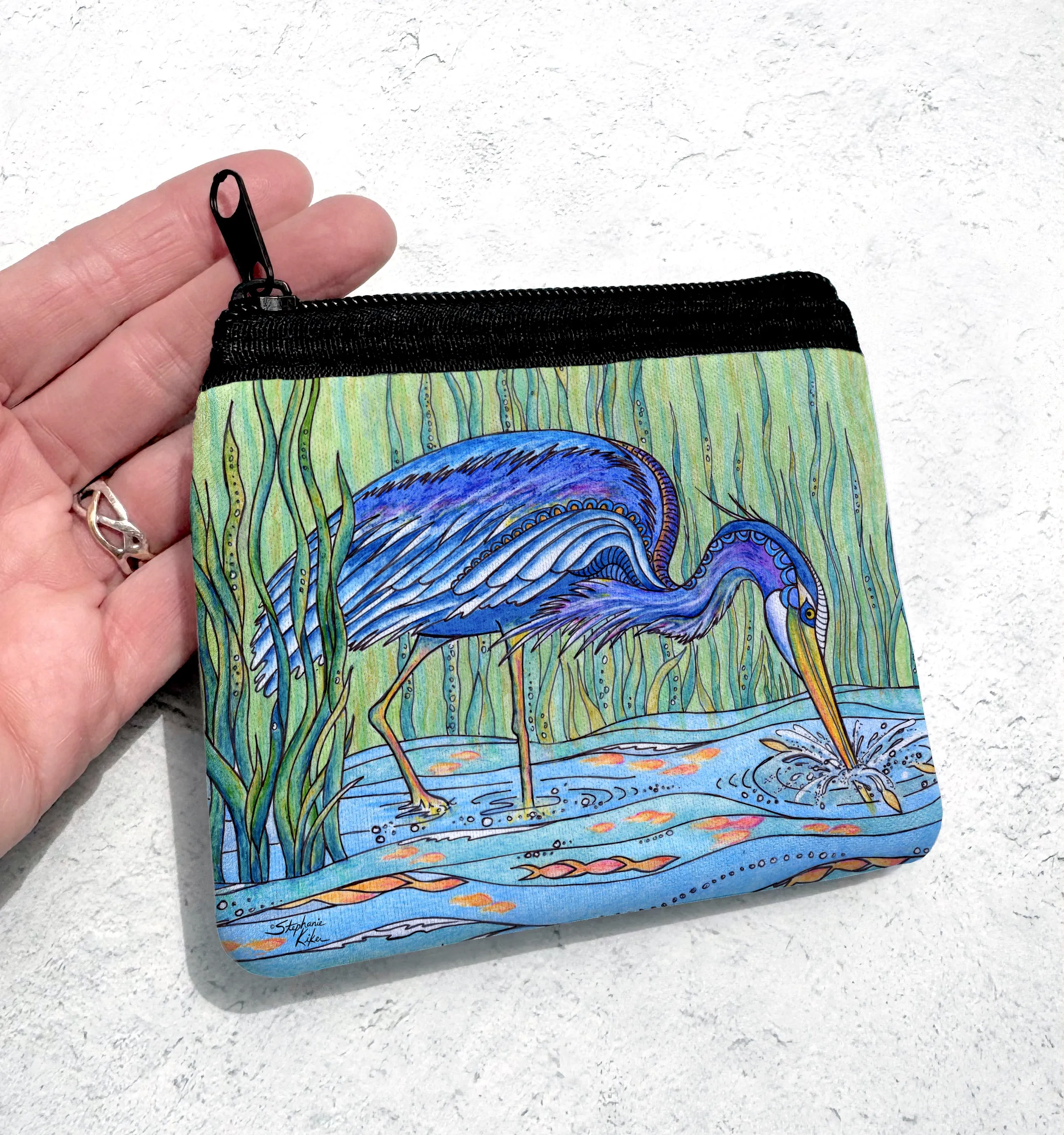 Heron in the Marsh Coin Bag