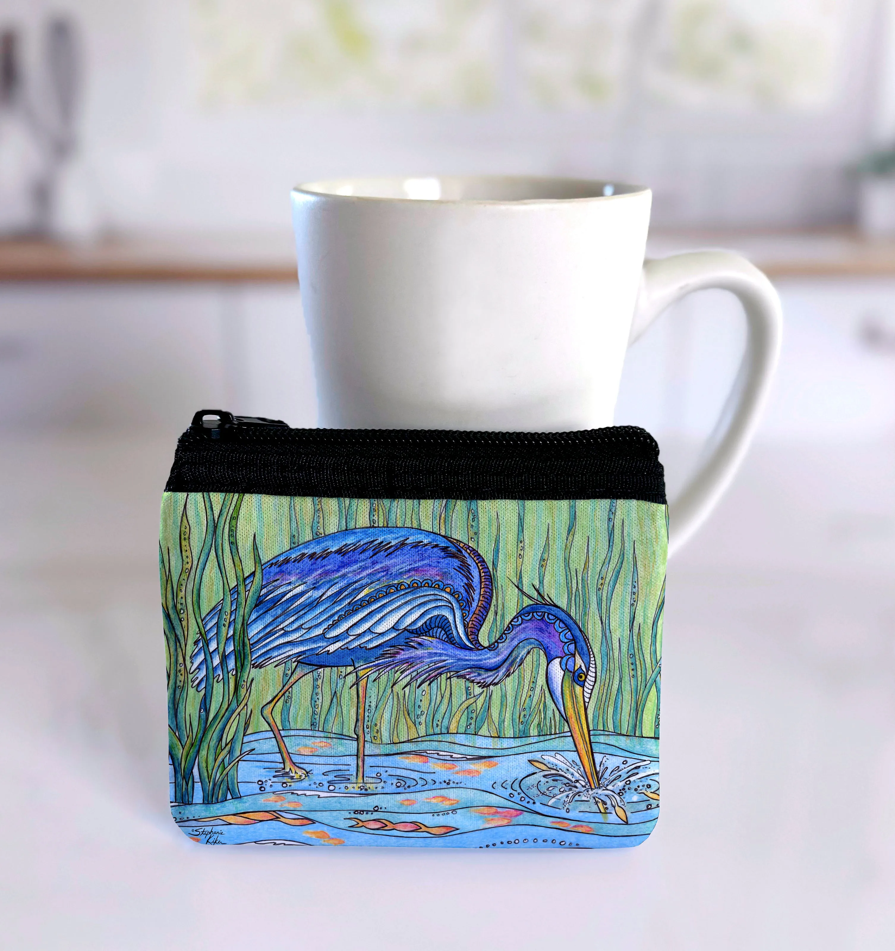 Heron in the Marsh Coin Bag