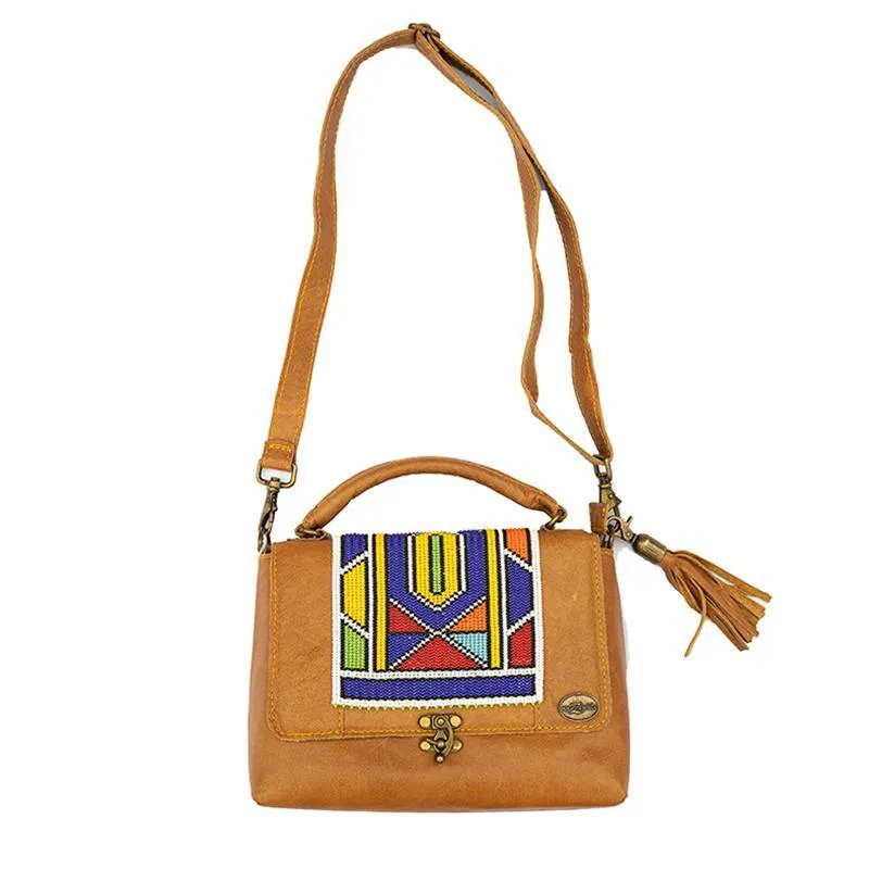 Karungi Beaded Leather Bag | Tan