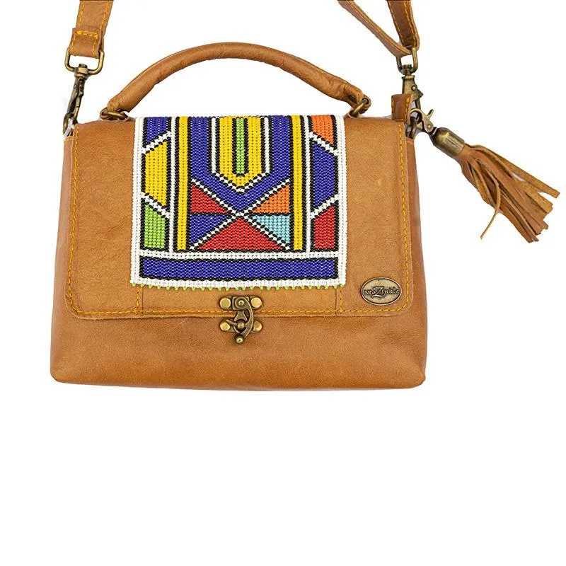 Karungi Beaded Leather Bag | Tan