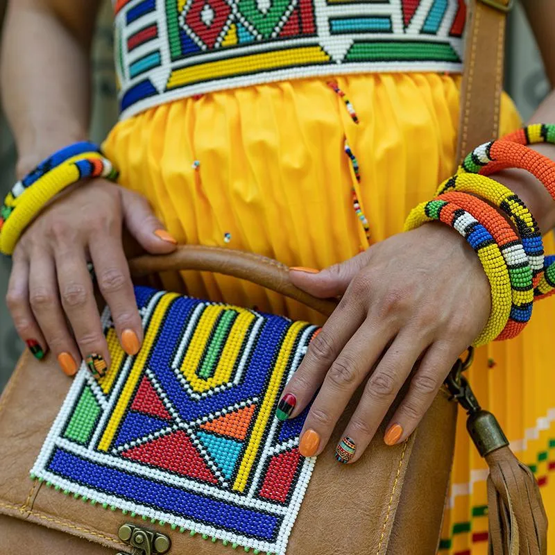 Karungi Beaded Leather Bag | Tan