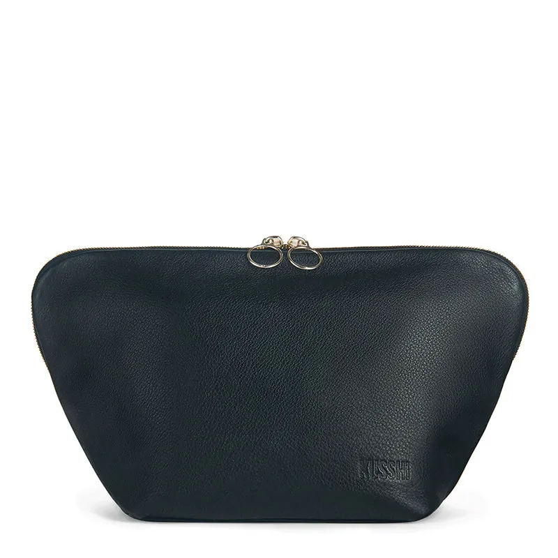 KUSSHI | Black Leather Makeup Bag