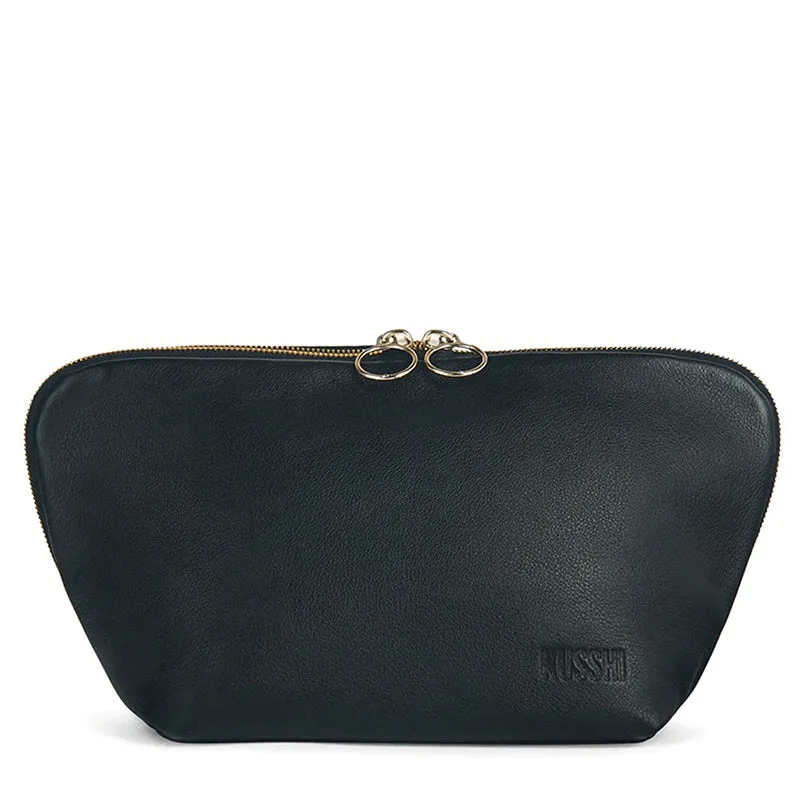 KUSSHI | Black Leather Makeup Bag