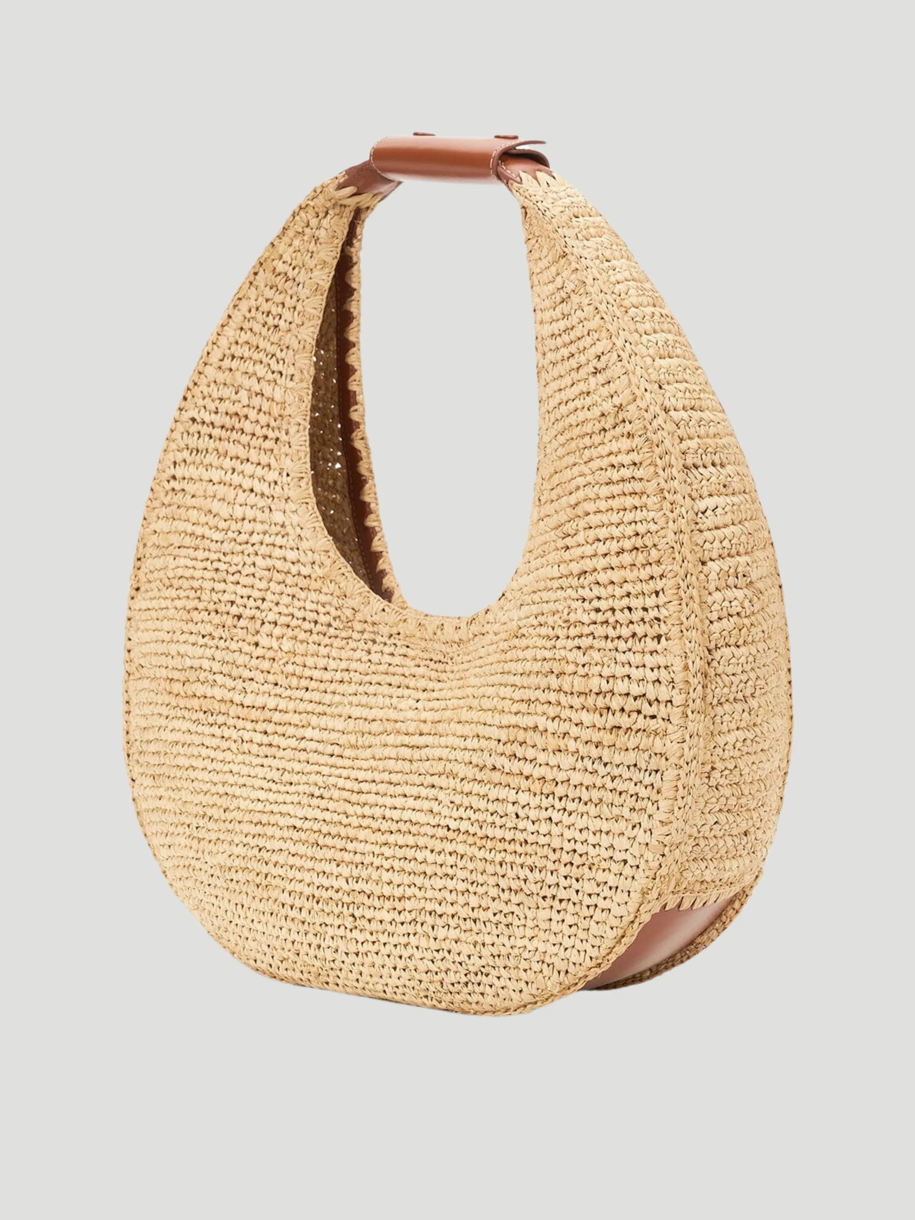 Large Moon Raffia Tote Bag